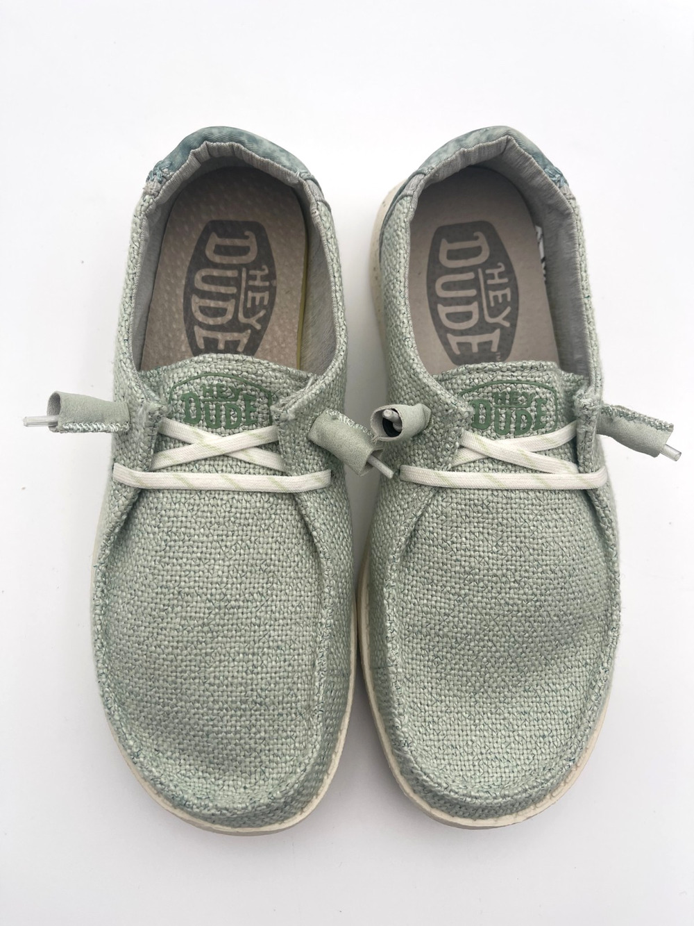 Hey Dude Wendy Woven Mint Green Seafoam Slip On Loafers Women's 5